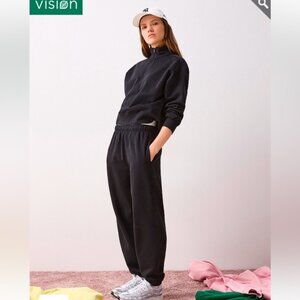 Twik Oversized thin fleece joggers sweatpants black